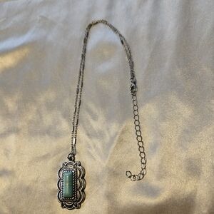 Silver and Turquoise Pendant Necklace